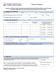 Document preview: DCYF Form 17-041A Records Request - Washington