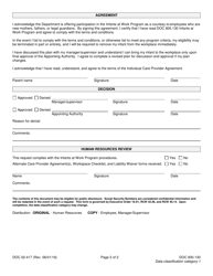 Form DOC02-417 Infants at Work Individual Care Plan Application - Washington, Page 2