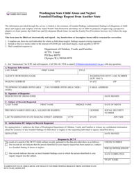 DCYF Form 23-041 Washington State Child Abuse and Neglect Founded Findings Request From Another State - Washington