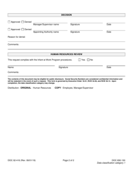 Form DOC02-416 Infants at Work Alternate Care Provider Application - Washington, Page 2