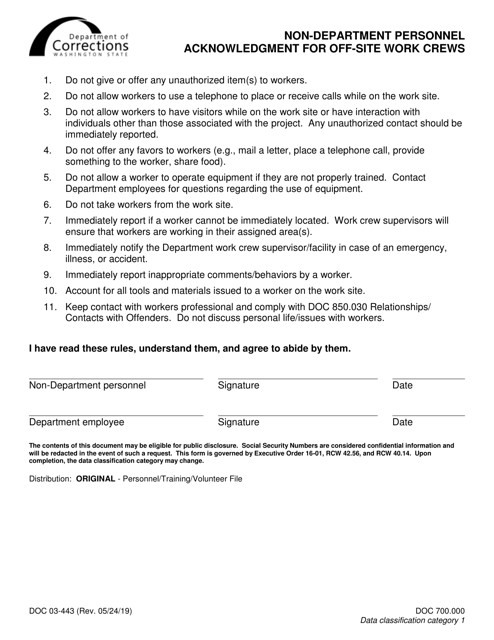 Form DOC03-443  Printable Pdf