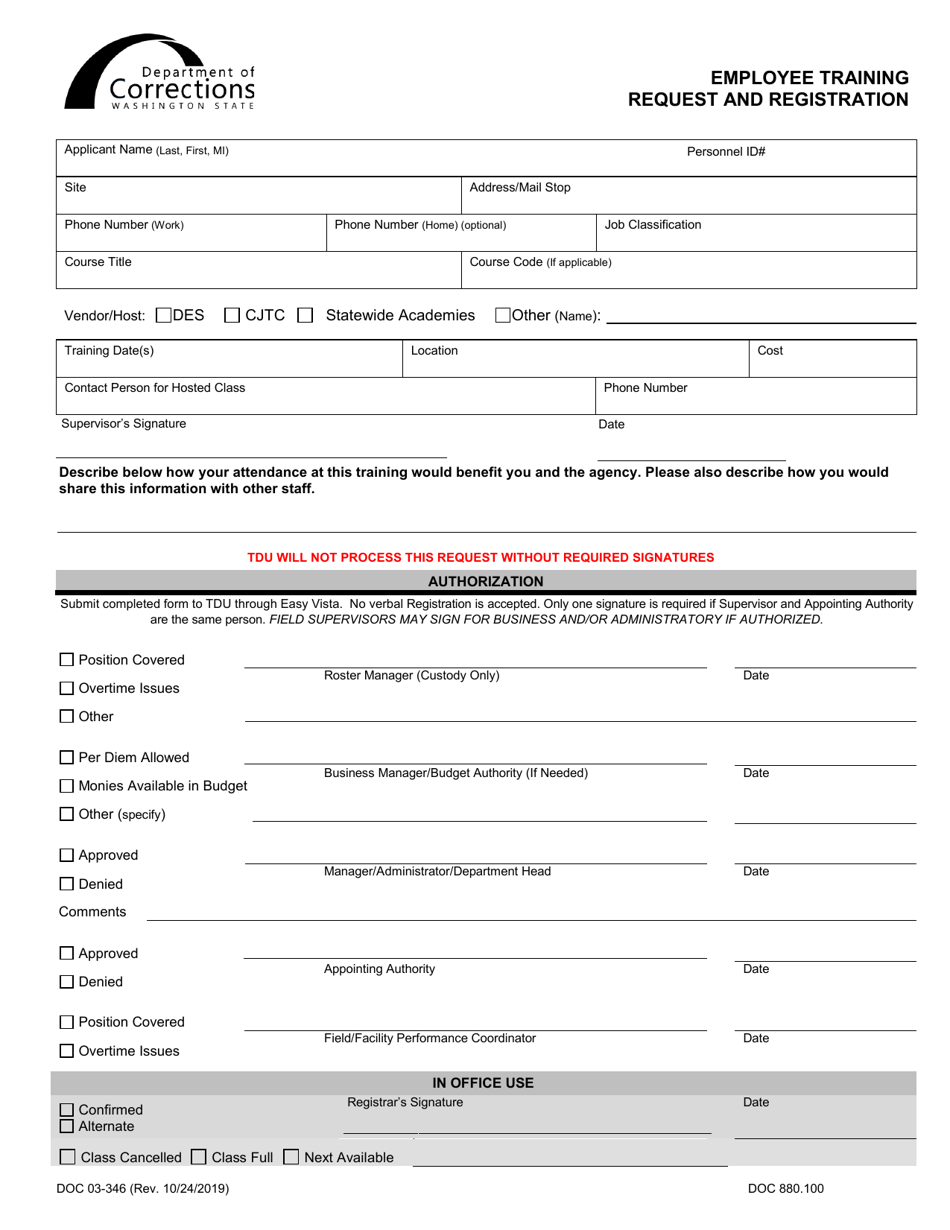 Form DOC03-346 - Fill Out, Sign Online and Download Printable PDF ...