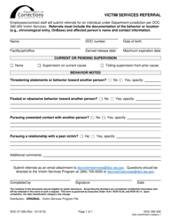 Document preview: Form DOC07-028 Victim Services Referral - Washington