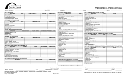 Formulario 05-062S Propiedad Del Interno/Interna - Washington (Spanish)