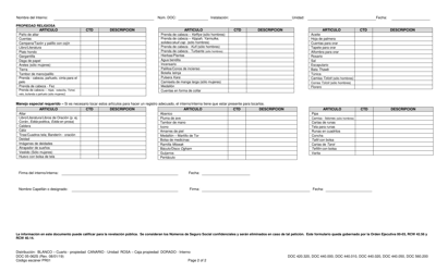 Formulario 05-062S Propiedad Del Interno/Interna - Washington (Spanish), Page 2