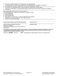 Form DOC09-197 Disciplinary Hearing Appeal Decision - Washington (English/Spanish), Page 2