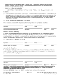 Form DOC09-230 Partial Confinement Notice of Allegations, Hearing, Rights, and Waiver - Washington, Page 2