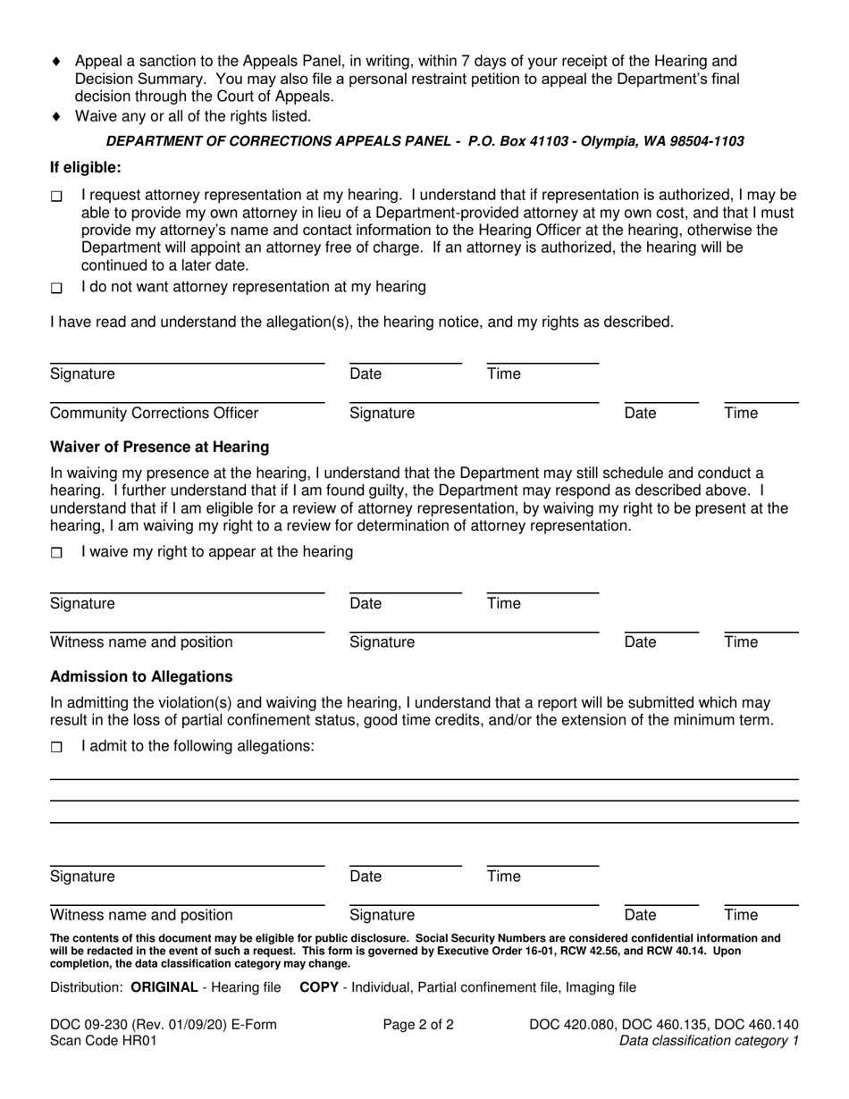 Form DOC09-230 - Fill Out, Sign Online and Download Printable PDF ...