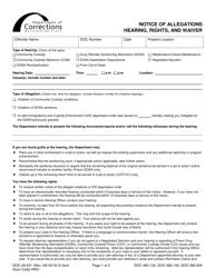 Form DOC09-231 Notice of Allegations, Hearing, Rights, and Waiver - Washington