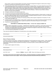 Form DOC09-231 Notice of Allegations, Hearing, Rights, and Waiver - Washington, Page 2