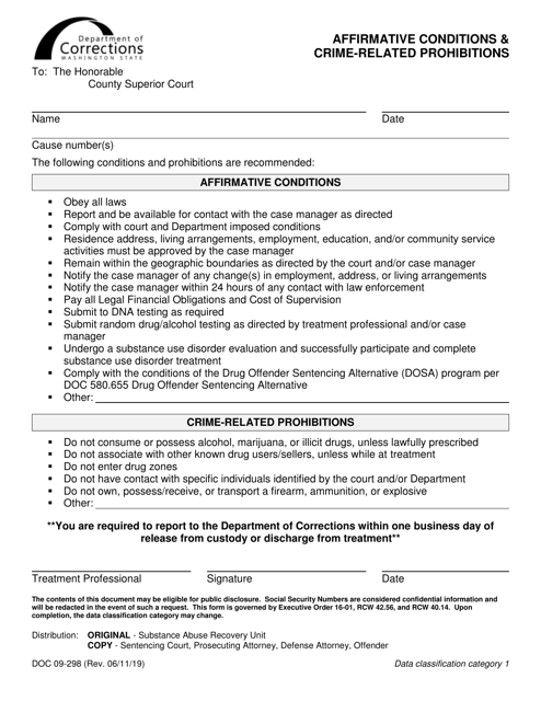 Form DOC09-298 - Fill Out, Sign Online and Download Printable PDF ...
