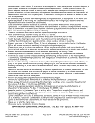 Form DOC09-230 Partial Confinement Notice of Allegations, Hearing, Rights, and Waiver - Washington (English/Spanish), Page 2