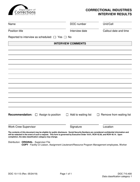 Form DOC10-113  Printable Pdf