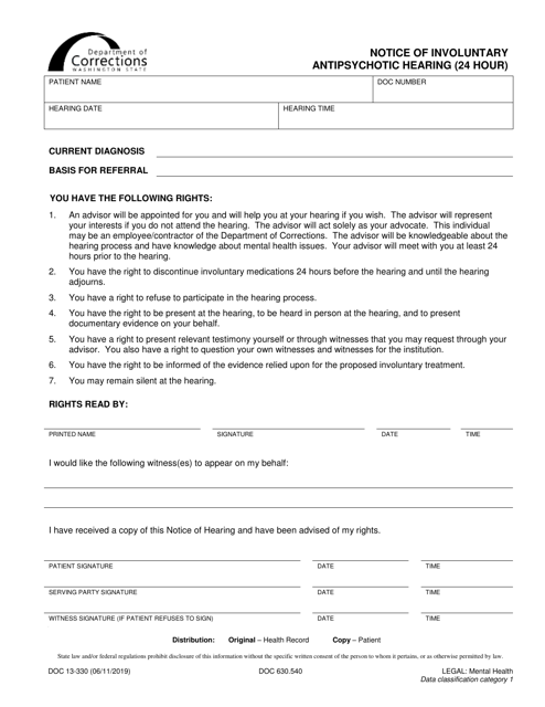 Form DOC13-330  Printable Pdf