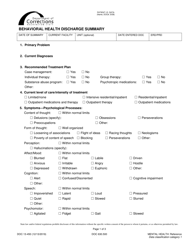 Form DOC13-450 Behavioral Health Discharge Summary - Washington