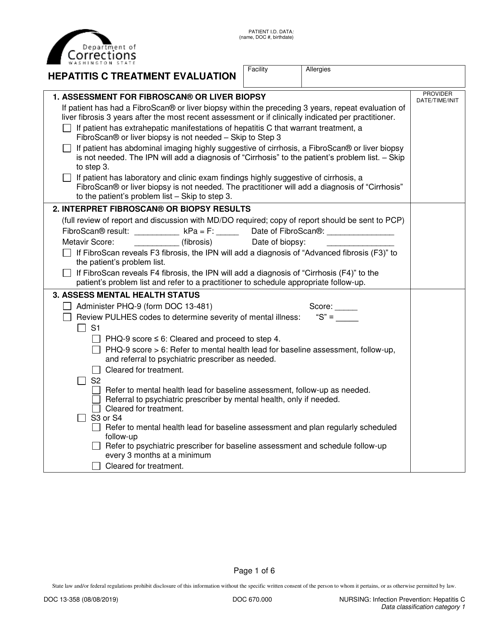 Form DOC13-358  Printable Pdf