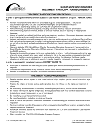 Form DOC14-039 Substance Use Disorder Treatment Participation Requirements - Washington
