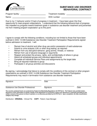 Document preview: Form DOC14-186 Substance Use Disorder Behavioral Contract - Washington
