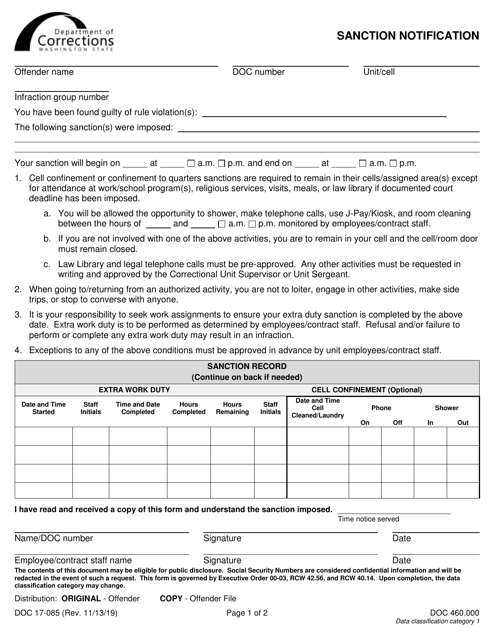 Form DOC17-085  Printable Pdf