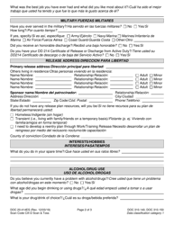 Form DOC20-414 Self-report Intake Personal Information - Washington (English/Spanish), Page 2