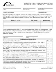 Form DOC21-414 Extended Family Visit (Efv) Application - Washington