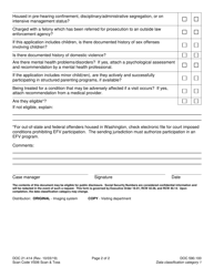 Form DOC21-414 Extended Family Visit (Efv) Application - Washington, Page 2