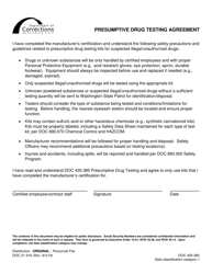 Document preview: Form DOC21-916 Presumptive Drug Testing Agreement - Washington