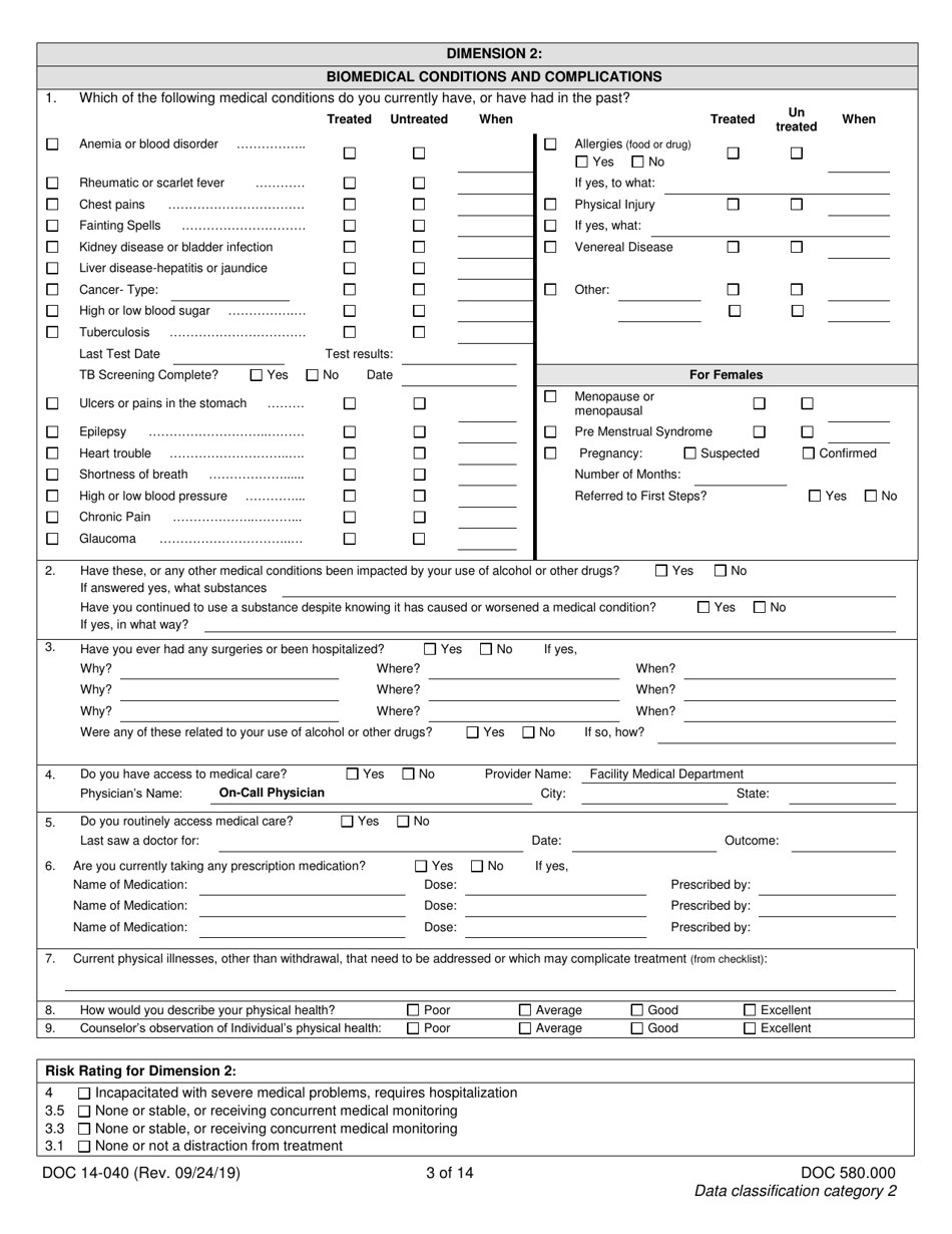 Form DOC14-040 - Fill Out, Sign Online and Download Printable PDF ...