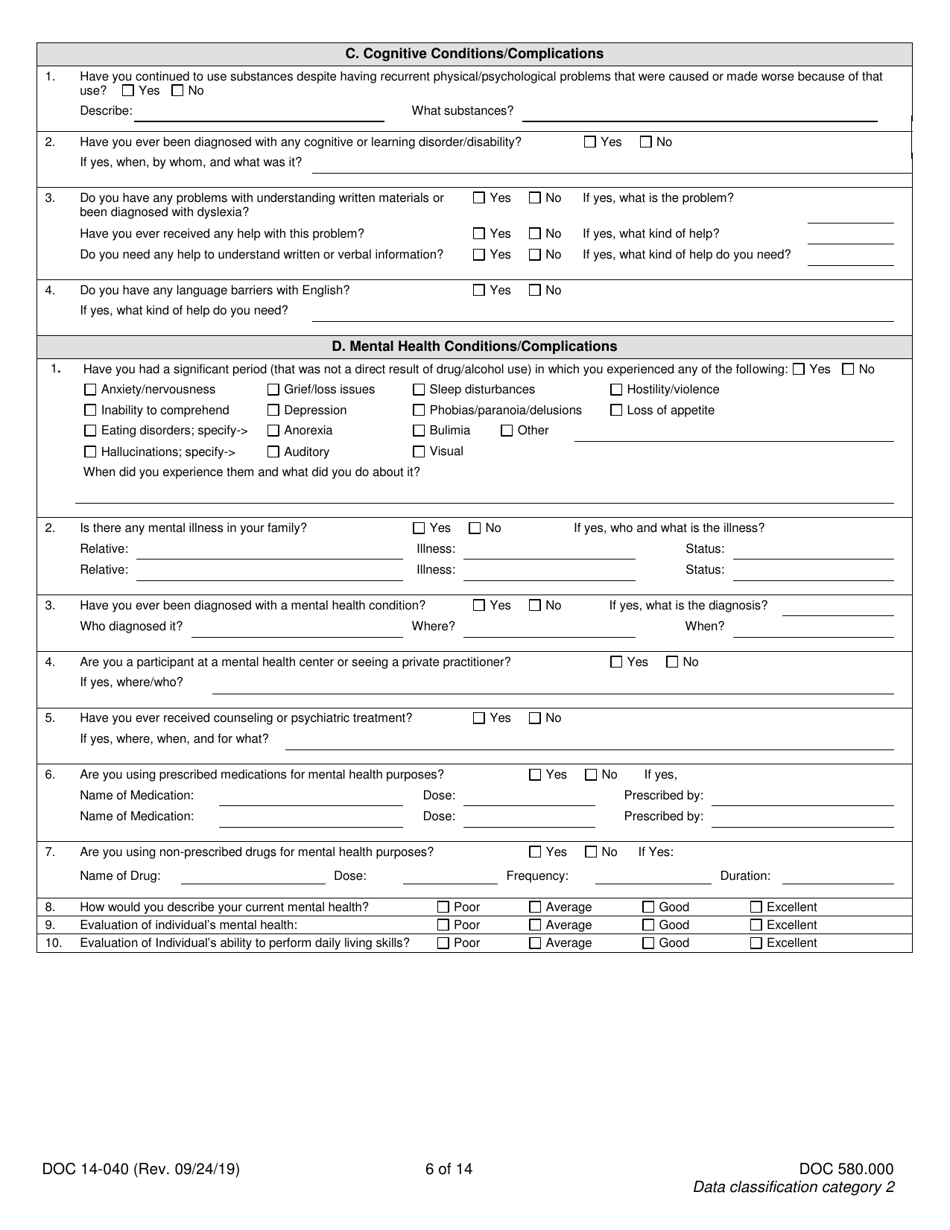 Form DOC14-040 - Fill Out, Sign Online and Download Printable PDF ...