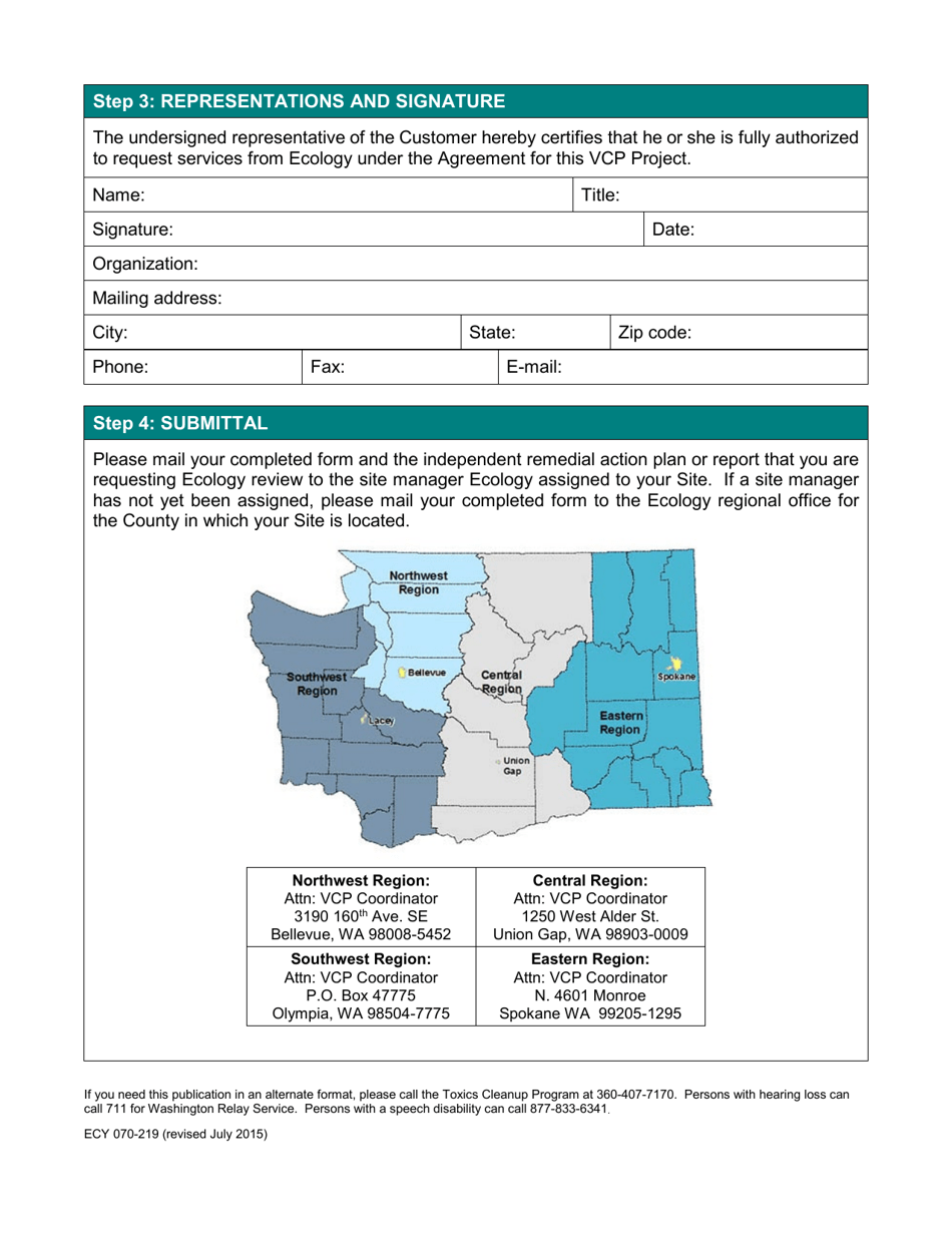 ECY Form 070-219 Request for Opinion Form - Washington, Page 2