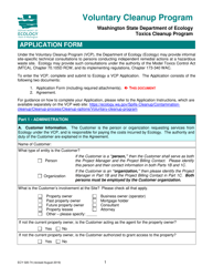 ECY Form 020-74 Voluntary Cleanup Program Application Form - Washington