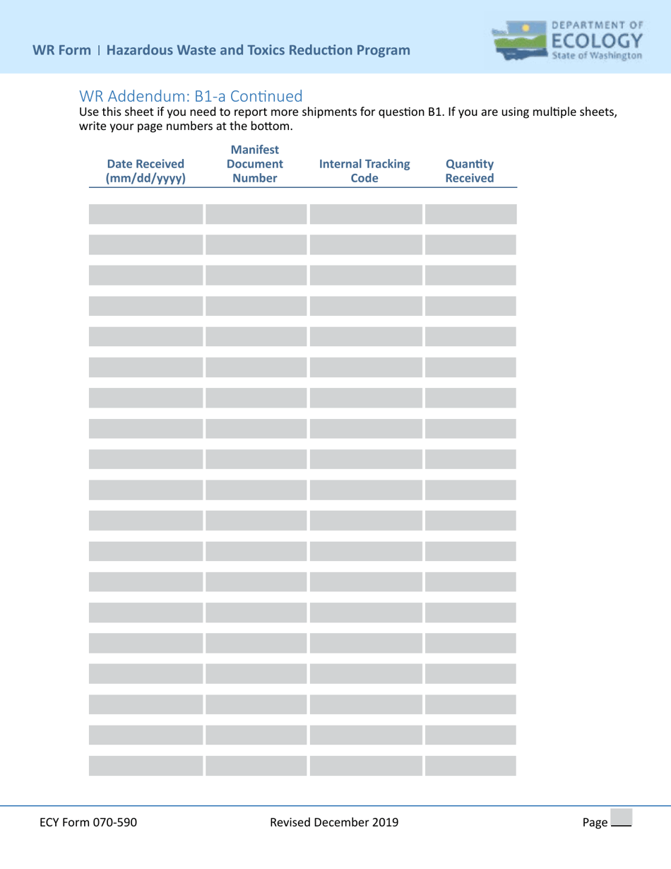 ECY Form 070-590 Waste Received (Wr) Form - Washington, Page 3