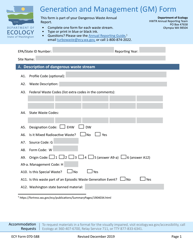 Document preview: ECY Form 070-588 Generation and Management (Gm) Form - Washington