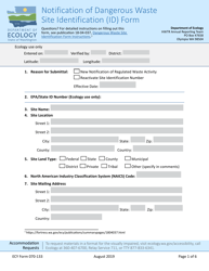 ECY Form 070-133 Notification of Dangerous Waste Site Identification (Id) Form - Washington