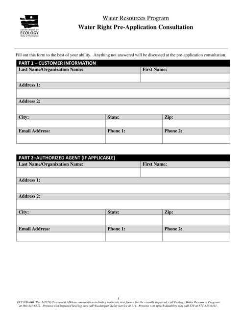 ECY Form 070-440  Printable Pdf