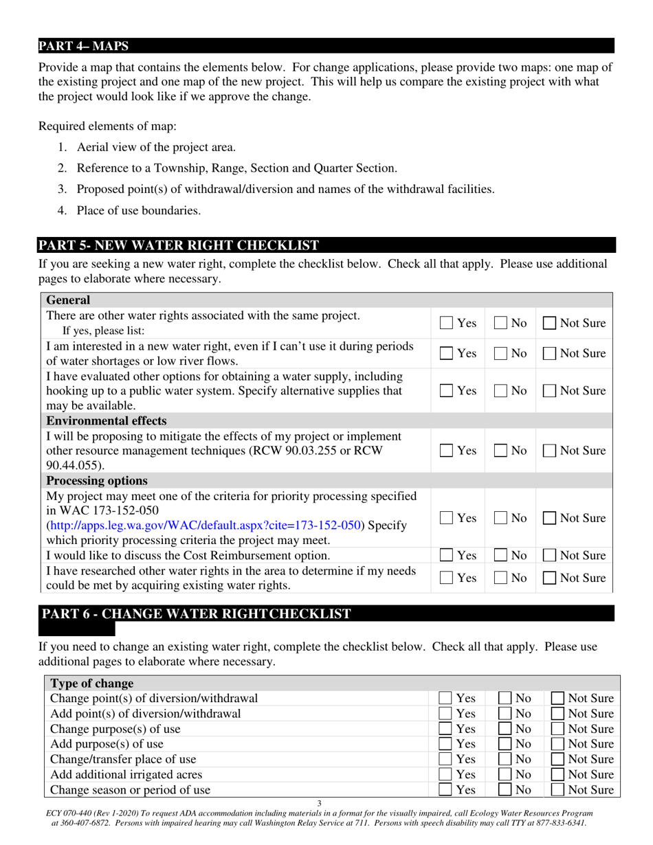 ECY Form 070-440 Water Right Pre-application Consultation - Washington, Page 3