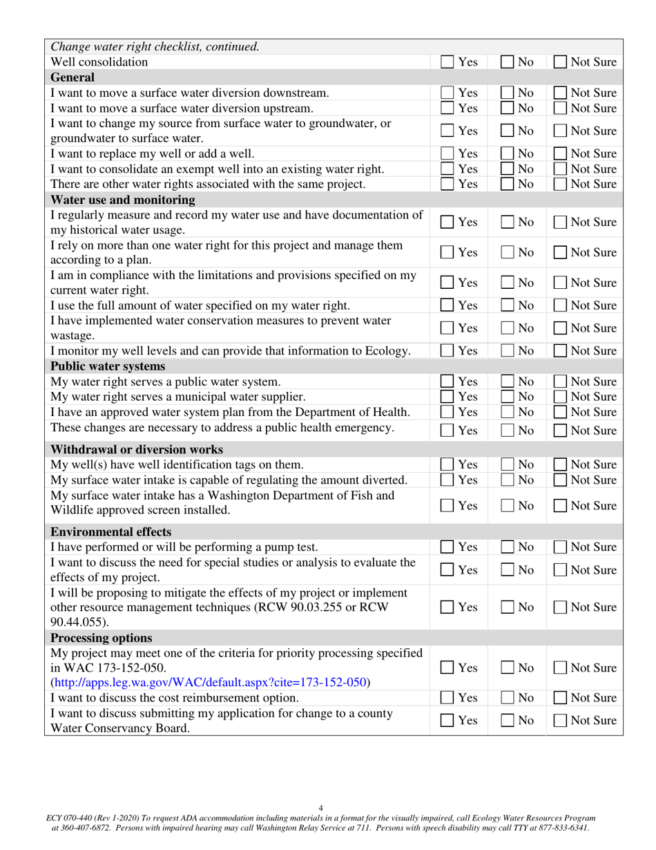 ECY Form 070-440 Water Right Pre-application Consultation - Washington, Page 4