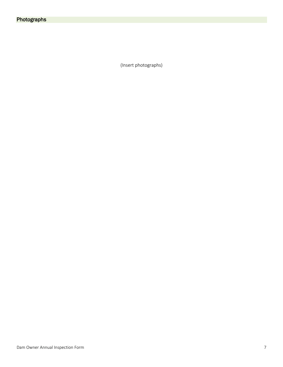 ECY Form 070-613 Dam Owner Annual Inspection Form - Concrete Dams - Washington, Page 7