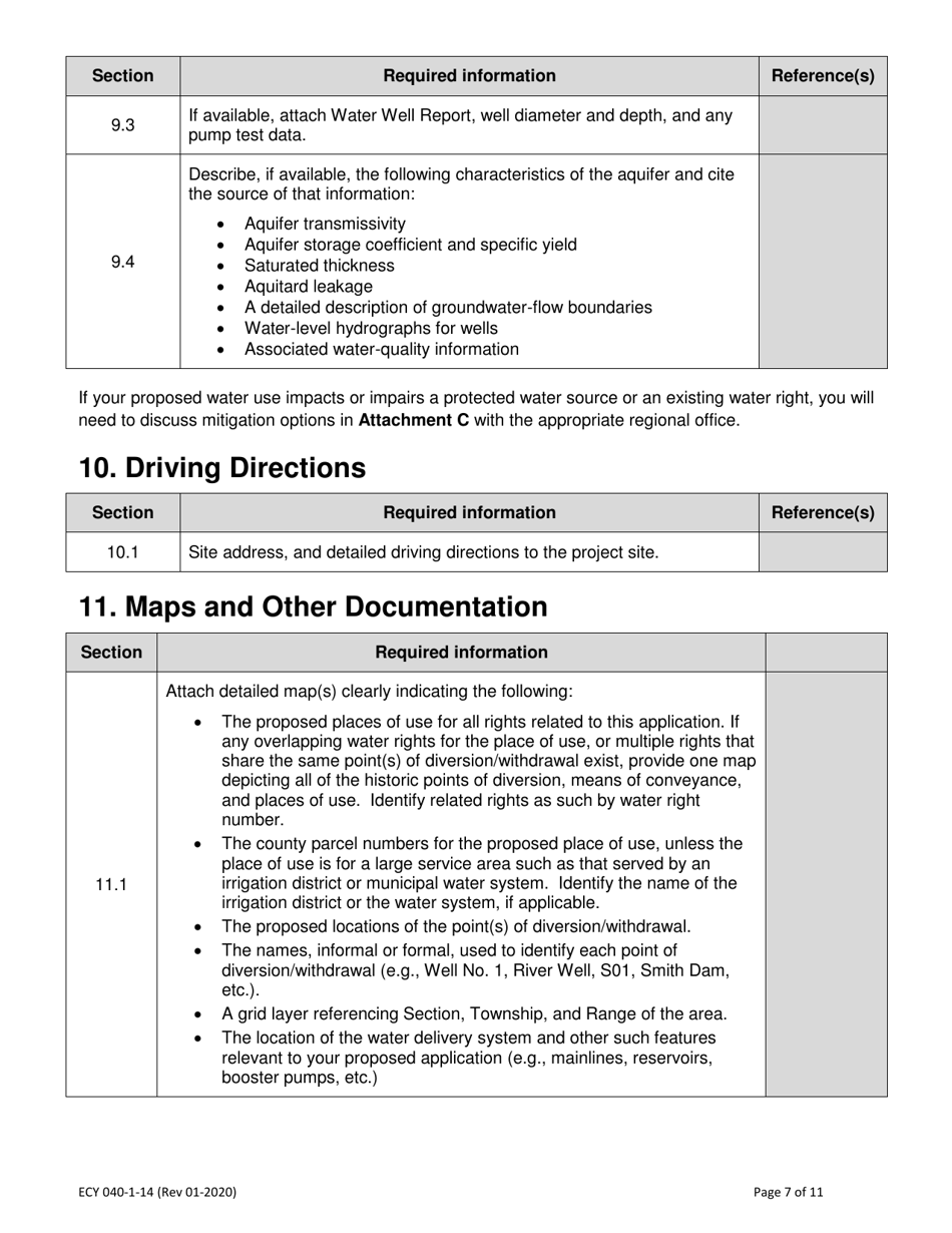ECY Form 040-1-14 Application for a New Water Right Permit - Washington, Page 7