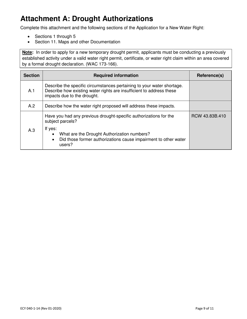 ECY Form 040-1-14 Application for a New Water Right Permit - Washington, Page 9