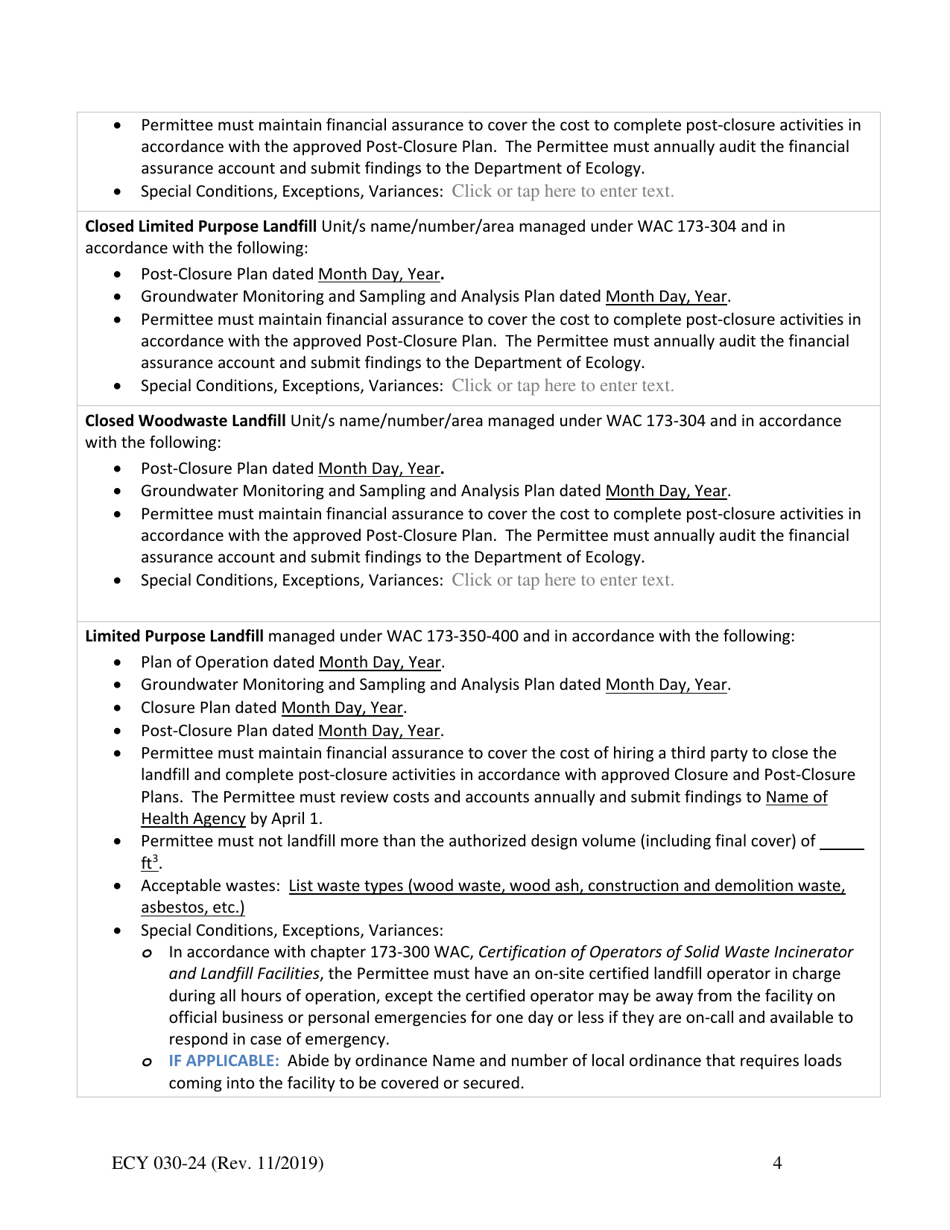 ECY Form 030-24 Solid Waste Handling Permit - Washington, Page 4