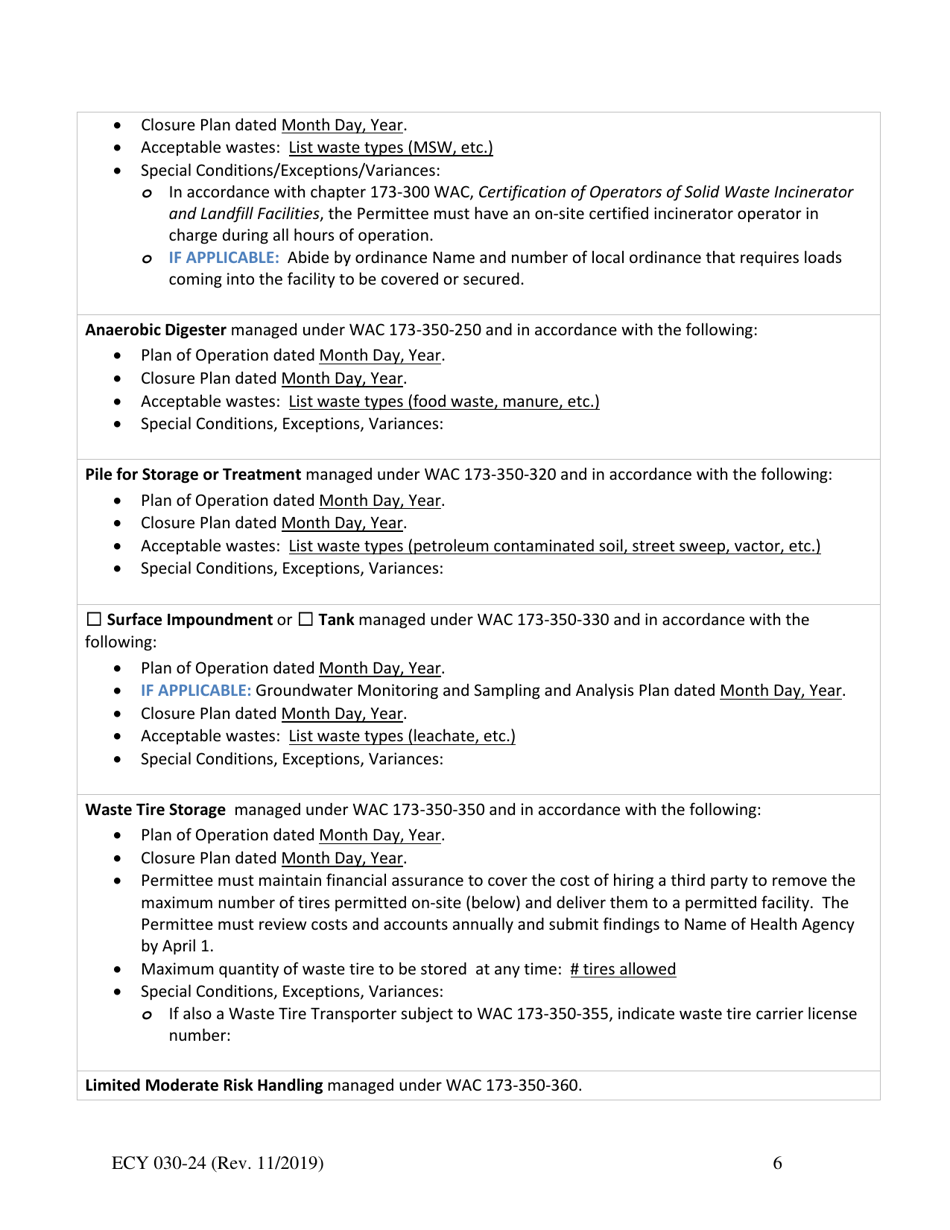 ECY Form 030-24 Solid Waste Handling Permit - Washington, Page 6