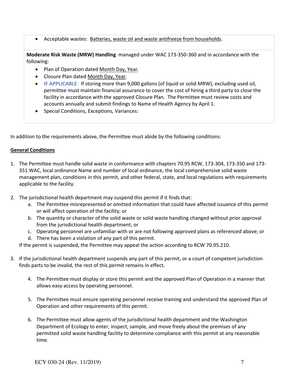 ECY Form 030-24 Solid Waste Handling Permit - Washington, Page 7