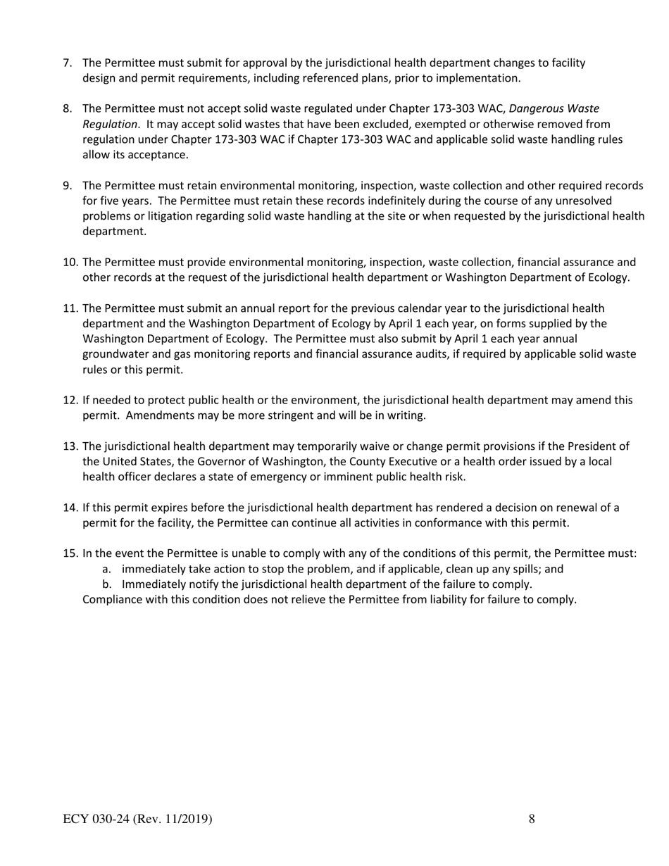 ECY Form 030-24 Solid Waste Handling Permit - Washington, Page 8