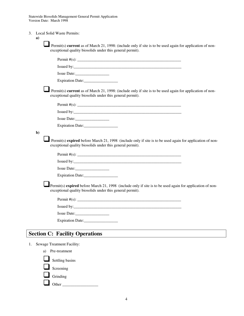 Form 01-07-045 Application for Coverage Under the Statewide General Permit for Biosolids Management - Washington, Page 4