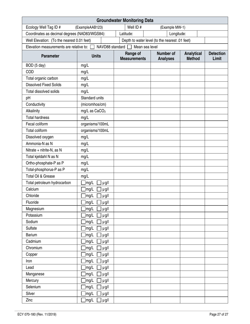 ECY Form 070-180 State Permit Application for the Generation, Distribution and Use of Reclaimed Water - Washington, Page 27