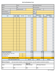 Bid Cost Breakdown Form - Washington, Page 2