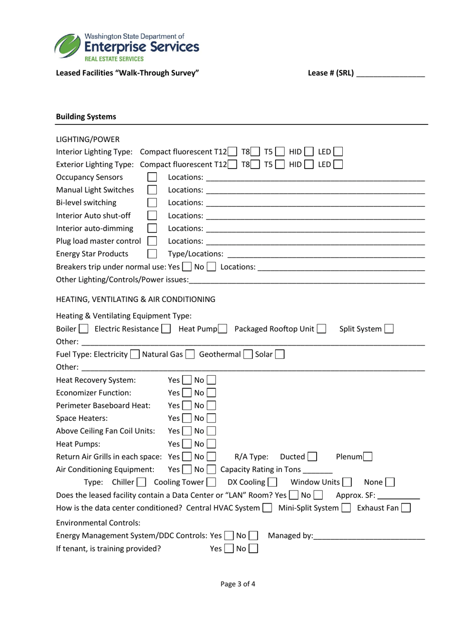 Leased Facilities walk-Through Survey - Washington, Page 3