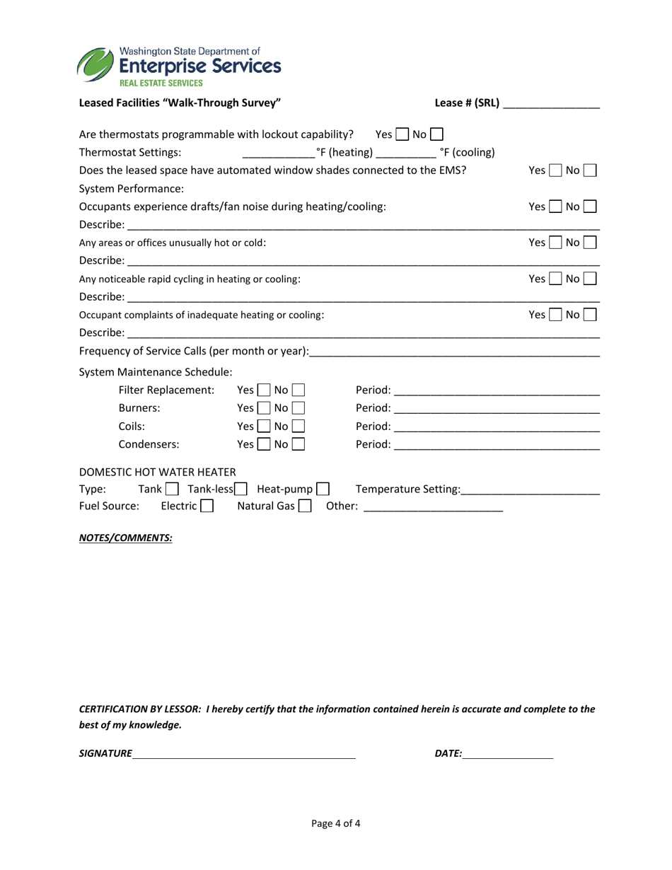 Leased Facilities walk-Through Survey - Washington, Page 4