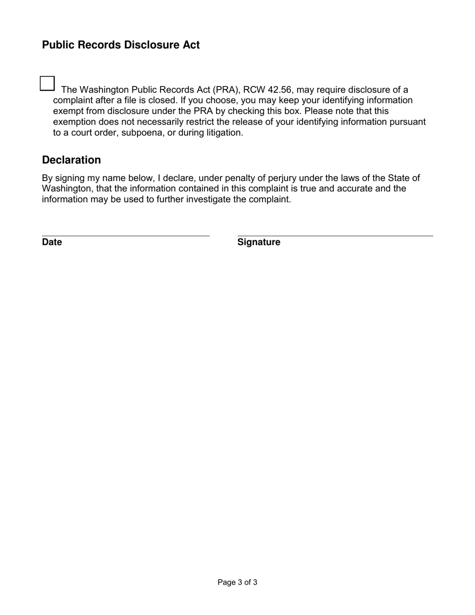 Credit Union Consumer Complaint - Washington, Page 3